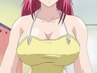 Rondborstige vrouwen hebben een ongecensureerde trio Anime Hentai
