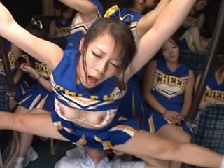 Eccentric Japanese cheerleaders net greater than on a motor coach