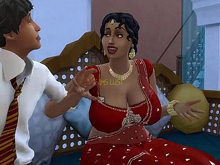 Desi Telugu Busty Saree Aunty Lakshmiは、若い男に誘惑されました -  Vol 1、パート1-邪悪な気まぐれ - 英語の字幕付き