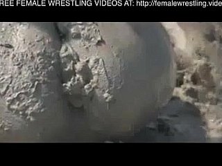 Girls wrestling approximately slay rub elbows with mud
