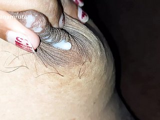 Indian Desi Bhabhi's Meticulous Confidential Milking Lactating & Hubby Cock receives rub-down the Milk